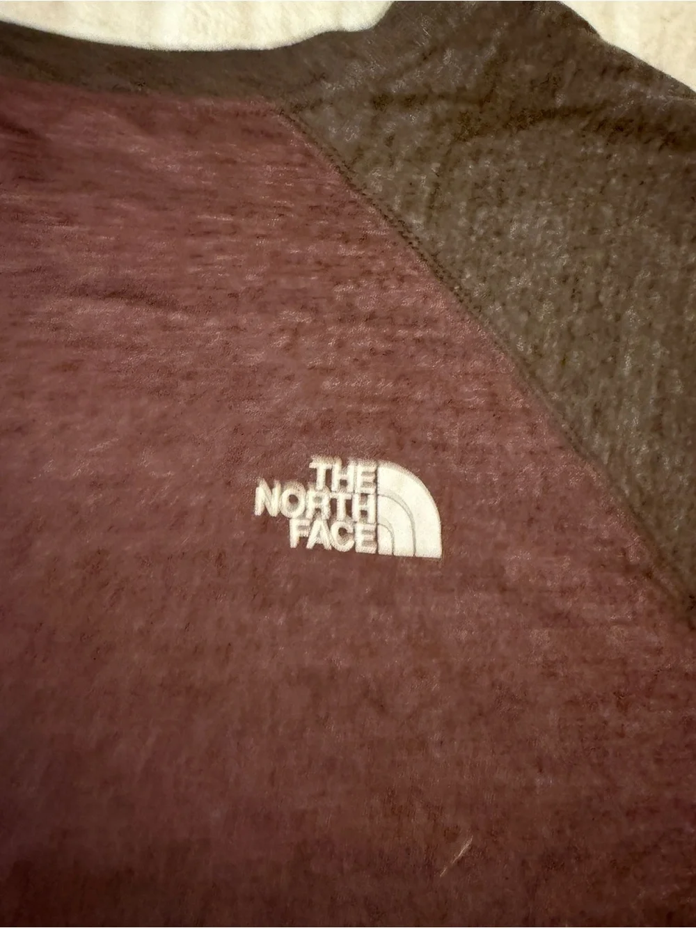The North Face Men's Long Sleeve Shirt in Maroon and Charcoal-L